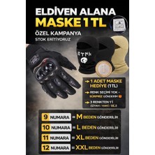 Akgüneş Motogaraj Biker Tam Parmak Korumalı Nefes Alabilen Telefon Uyumlu Motosiklet Eldiveni Pro L (CE EN 13594:2015 Sertifikalı) + Single Sword Army Termal Kar Maskesi 1 TL Kampanya