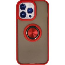 Erdo Ticaret Buğz Iphone 15 Pro Kılıf Montreal Yüzüklü Silikon Kapak - Kırmızı