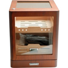 Parmida Kahverengi Aksesuar Çekmeceli Camlı Içi Ledli Humidor Puro Kutusu PHUM0256