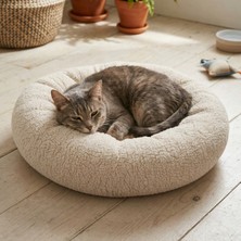 Jungolica Pet Products Teddy Donut Şeklinde, Ultra Yumuşak Kumaşlı, Kaydırmaz Tabanlı, Yıkanabilir Kedi ve Köpek Yatağı