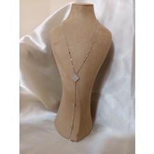 CSAY Moda Yonca Şeklinde Gümüş Kolye 45CM