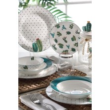 Pierre Cardin 41 Parça Cactus Kahvaltı Takımı 6 Kişilik Desenli Renkli Porselen Set