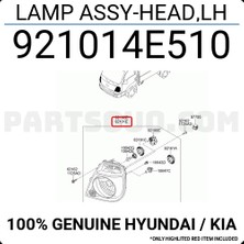 Depo Kore Bongo Dizel 2010  Sonrası  Far Sol Sıyah (Oem NO:921014E510)