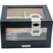 Parmida Siyah Humidor Puro Saklama Kutusu Çift Nem Ölçer PHUM0270