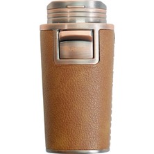 Parmida Çift Torch Pürmüz Delicili Gövdesi Deri Bronz Metal Puro Çakmağı