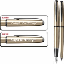 Isminize Özel Scrikss 78MS Saten Gri Dolma Kalem & Tükenmez Kalem Seti