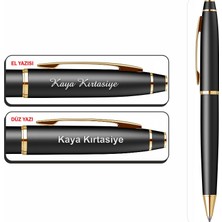 Isminize Özel Scrikss 35 Mat Siyah Altın Tükenmez Kalem & Dolma Kalem Seti
