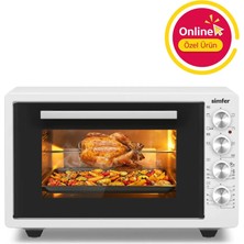 Simfer 4262 Beyaz 42 Lt Turbo Fan Piliç Peçirme Mini/midi Fırın - 6 Fonksiyon,yoğurt Yapma, Buz Çözme & Iç Aydınlatma