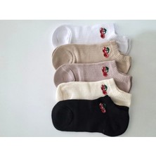 Trend Nexus 5 Çift Minik Taş Detaylı Kirazlı Dikişsiz Burunlu Pamuklu Çorap