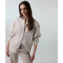 İpekyol Kontrast Düğmeli Keten Gömlek IS1260025280030