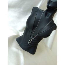 Stainlees Steel Ay Yıldızlı Gümüş Renkli Kolye