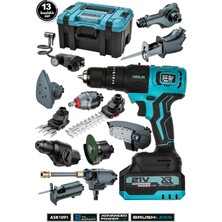 Assur Pro 21V Çift Akülü Kömürsüz Şarjlı 13 Başlıklı Set 800 W Güçlü Motor ile Çok Fonksiyonlu
