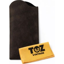 Toz Vintage Füme Deri Cep Tipi Gözlük Kılıfı Yumuşak Ince Koruyucu Kese
