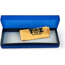 Toz Vintage Mavi Sert Kapaklı Gözlük Kılıfı Iç Kadife Korumalı Dayanıklı Plastik Kutu