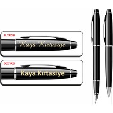 Isminize Özel Scrikss 35C Siyah Krom Dolma Kalem & Tükenmez Kalem Seti