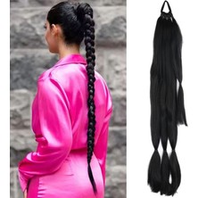 MiraLive Üçlü Örgü Tokalı At Kuyruğu - Siyah