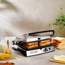 Schafer Çıkarılabilir Döküm Plakalı 2000 Watt Gücünde 6 Dilim Geniş Tost Kapasiteli Elektrikli Izgara Tam Açılabilir Barbekü Fonksiyonlu Termostat Ayarlı