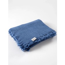 Tiny Lamb Brighton 100X120CM Organik 4 Katlı Mavi Renk Müslin Battaniye