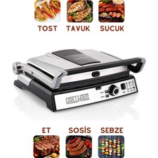 Schafer Yüksek Isı Teknolojili 2000W Elektrikli Izgara ve Tost Makinesi, Çıkarılabilir Plakalı Kademeli Isı Ayarlı