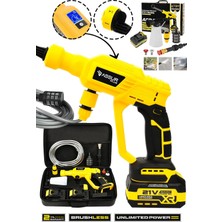 Assur Plus 21V Kömürsüz Motor Yüksek Basınçlı Akülü Oto Araba Yıkama Makinesi Şarjlı