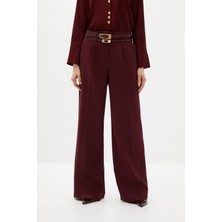 SHN Bordo Çift Kemerli Pantolon
