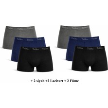 Tutku Erkek Boxer 6'lı Paket Abani Classic Likralı Konforlu Tasarım (+2 Siyah +2 Füme +2 Lacivert)
