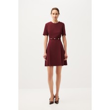 SHN Bordo Pilikaşeli Elbise