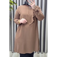 Elmas Tesettür Kadın Tesettür Giyim Büyük Beden Taşlı Fular Krep Abiye Tunik