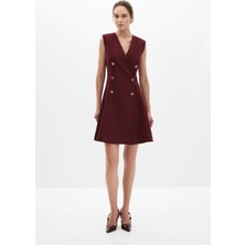 SHN Bordo Kruvaze Elbise