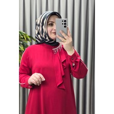 Elmas Tesettür Kadın Tesettür Giyim Büyük Beden Taşlı Fular Krep Abiye Tunik