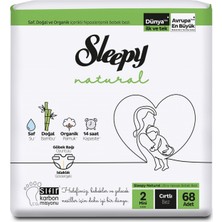 Sleepy Natural Jumbo Bebek Bezi Mini 2 Numara 3 - 6 kg Bantlı Bez 68 Adet