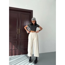 Zeo Basic Paraşüt Kumaş Kargo Cepli Bel ve Paça Lastik Detaylı Pantolon