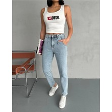 Zeo Basic Pileli Baloon Fit Buz Mavi Jean