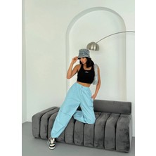 Zeo Basic Paraşüt Kumaş Bel ve Paça Lastik Detaylı Pantolon