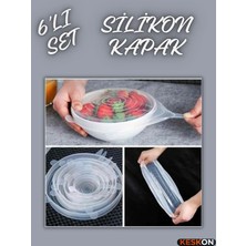 Keskon 6’lı Set Silikon Gıda Saklama Streç Kapak – Taze Tutan Esnek Streç Kapak Seti, Gıda Bonesi
