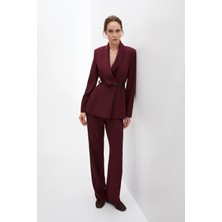 SHN Bordo Degaje Yaka Ceket Takım