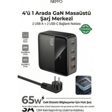 Neffo 65W Gan 4in1 Masaüstü Şarj Istasyonu Iphone, Samsun, Macbook, Tablet Uyumlu Şarj Aleti Istasyon