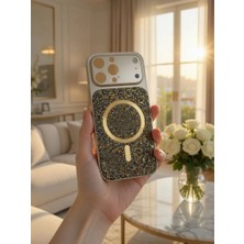 KumOziShop iPhone 14 Promax Uyumlu Magsafe Özellikli 17 Görünümlü Kamera Korumalı Elmas Taşlı Premium Kılıf