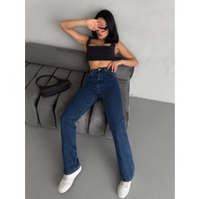 Zeo Basic Dark Blue Straight Boru Paça Jean