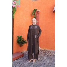 Nisum Moda Üç Çiçekli Pamuk Keten Takım