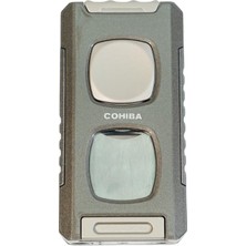 Cohiba Çift Torch Pürmüz Kesici & Delici & Iğneli Füme Metal Puro Çakmağı