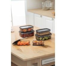 Sb Shopping Oval 6 Parça Hava Almaz Sızdırmaz Saklama Kabı Seti Füme 2X(300/500/800 Ml)