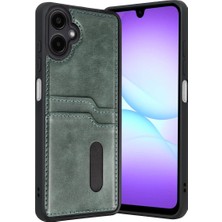 Erdo Ticaret Buğz Samsung Galaxy A07 4g Sara Kartvizitli Deri Kılıf - Yeşil