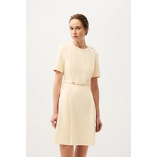 SHN Sarı Pilikaşeli Elbise