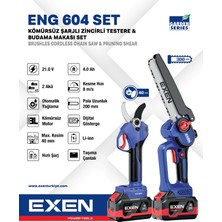 Exen Eng 604 Set 21 V 2x4 Ah Çift Akü Kömürsüz Şarjlı Testere ve Makas Seti