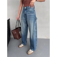 Zeo Basic Baloon Fit Dikiş Detaylı Balta Cepli Tint Mavi Jean