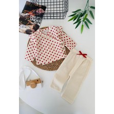 Miniğimin Cicileri Kalp Baskılı Müslin Kız Bebek 2 Li Takım - Kırmızı