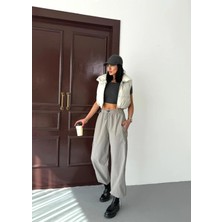 Zeo Basic Paraşüt Kumaş Kargo Cepli Bel ve Paça Lastik Detaylı Pantolon