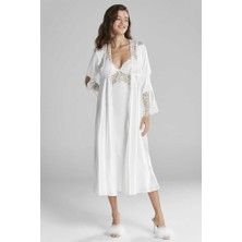 Pierre Cardin Ekru 6'lı Full Güpür Gecelik Sabahlık Tk 6620