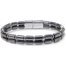 Fm 💎 Premium Çift Boru Hematit Ve Çelik Zincir Bileklik 31832B20D1 - 21 cm